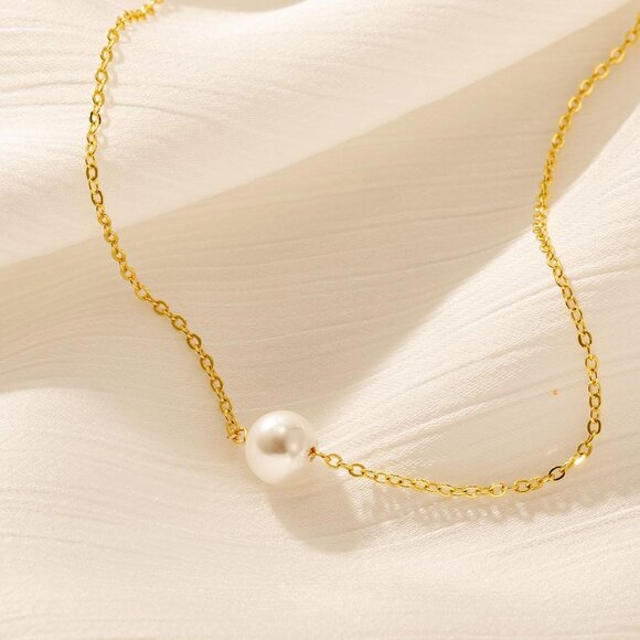 Pearl Necklace for Women- 14K Gold-plated/White Gold-plated Dainty Pearl Necklac - Picture 4 of 7